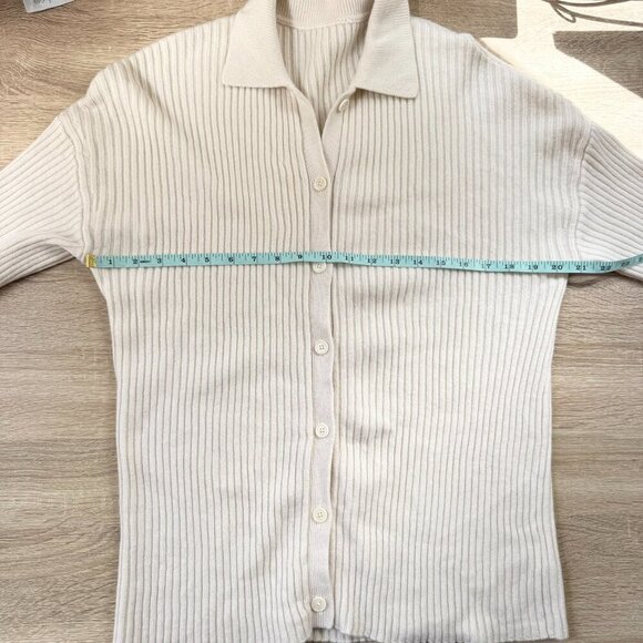 Reformation Fantino Cashmere Collared Cardigan Button Down Gossamer Cream Small - Picture 5 of 17